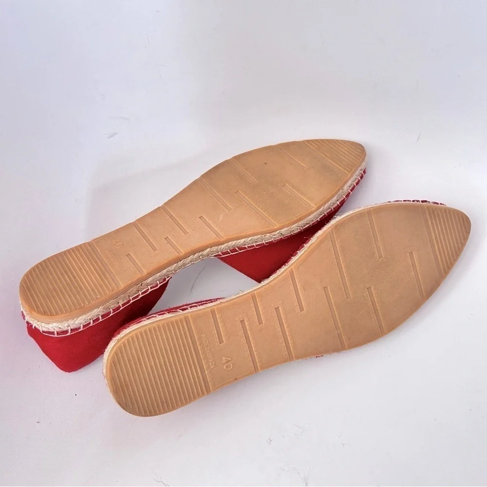 MACARENA Spain Carmen Red Suede Espadrille Flat Size 40 us 9.5 NWOB